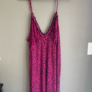 Morgan Taylor Pink and Black Leopard Print Night Gown